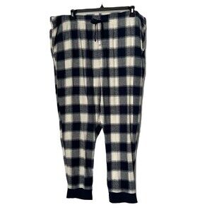 Old Navy Pajama Pants Women XXL Navy White Plaid Jogger Pocket Stretch Comfy